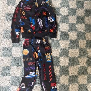 Nike Black Multicolor Graphic Track Suit - matching set